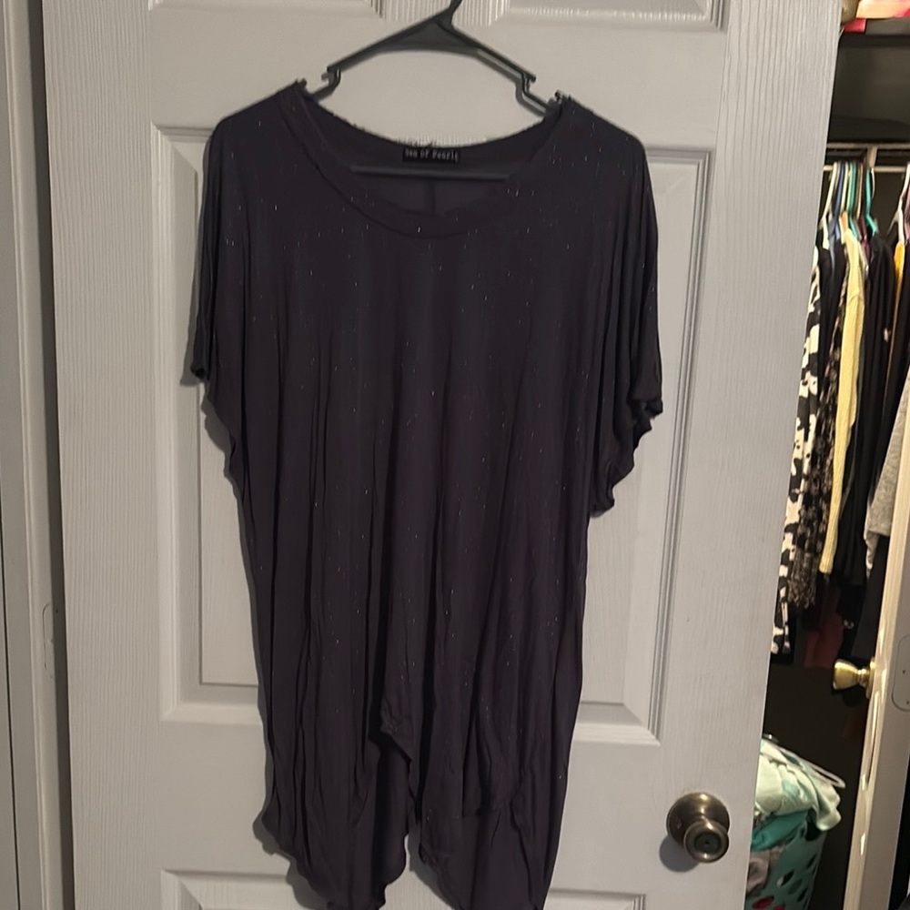 Women's Gray Sparkle Top